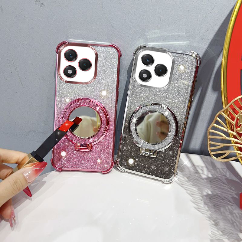 Fragance X - Glitzernde, viereckige, stoßfeste Handyhülle mit Spiegelständer,